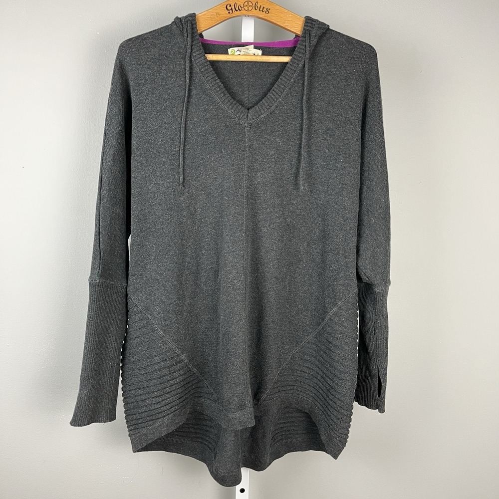 Dakini Gray Hoodie Tunic Sweater Womens 1X Cotton Blend Hooded Pullover